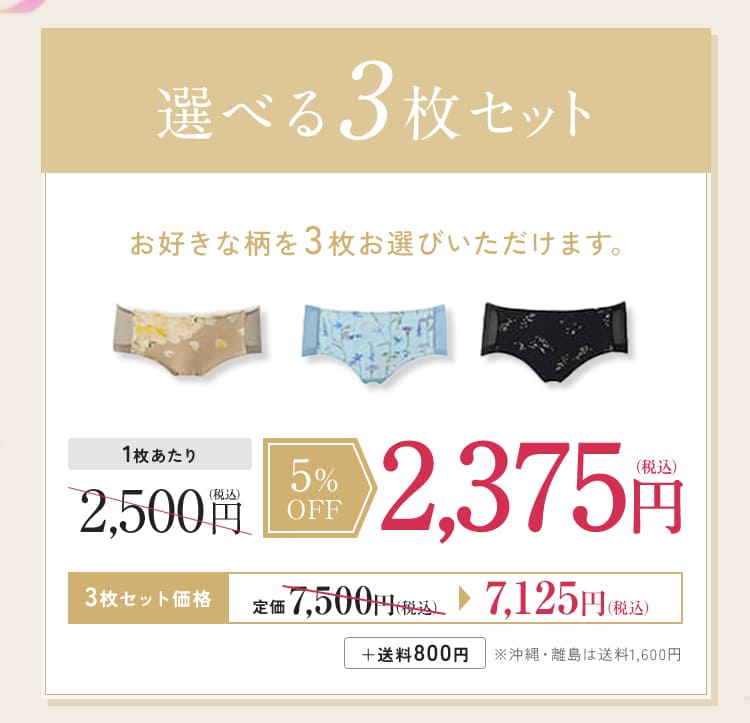 ノンジー「シームレスショーツ」選べる3枚セット